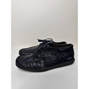 Russell & Bromley Leather Moccassin Loafer Lace Up Mid Top Navy LaceUp Driver 42